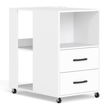 Rolling Nightstand with Charging Station & Storage Shelves