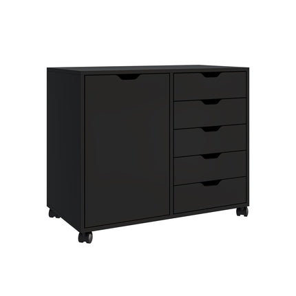 Rolling Office Cart with 5 Drawers & 2 Shelves