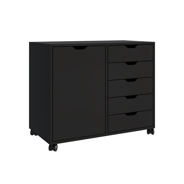 Rolling Office Cart with 5 Drawers & 2 Shelves