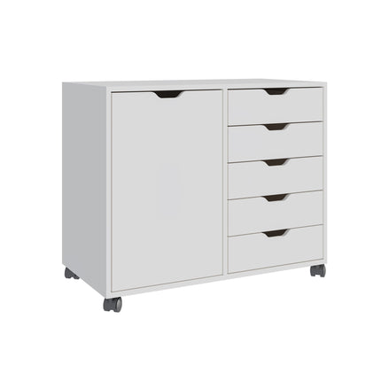 Rolling Office Cart with 5 Drawers & 2 Shelves