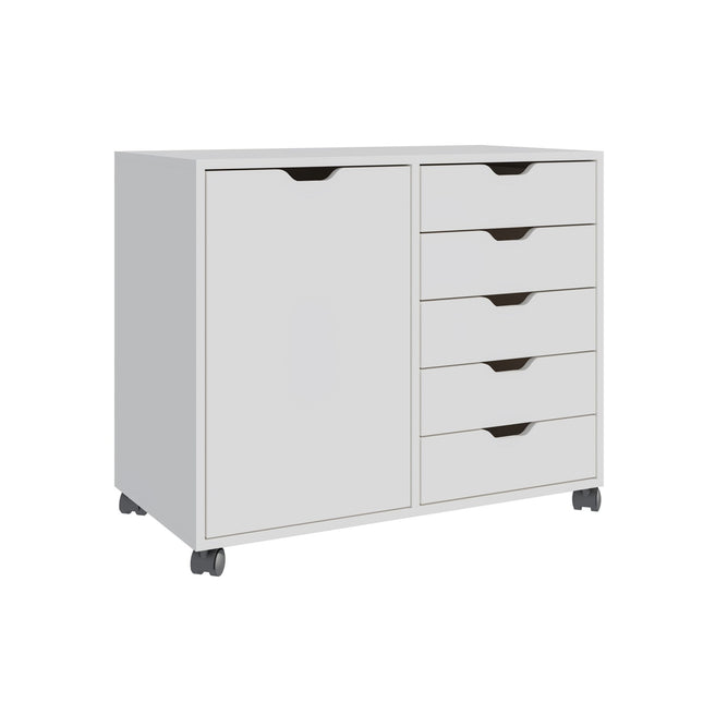 Rolling Office Cart with 5 Drawers & 2 Shelves