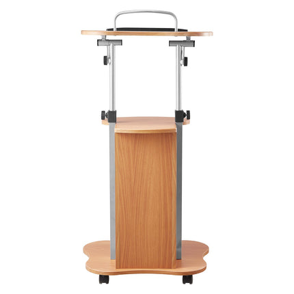 Rolling Podium Lectern, Adjustable Height, Storage Shelf