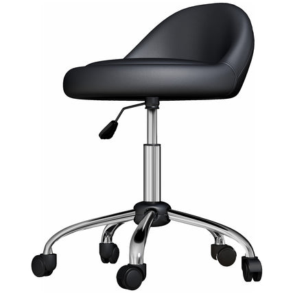 Height-adjustable swiveling rolling stool, artificial leather, black