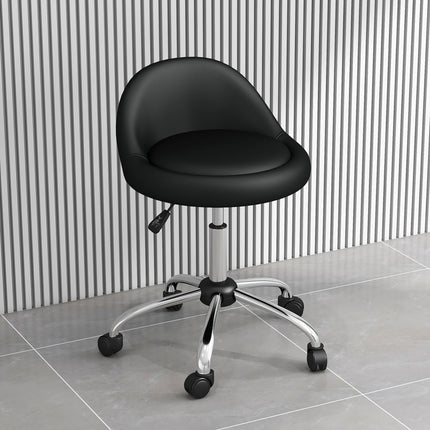 Height-adjustable swiveling rolling stool, artificial leather, black