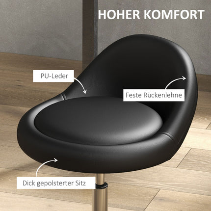 Height-adjustable swiveling rolling stool, artificial leather, black