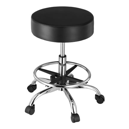 Rolling Stool With Footrest And Wheels, 450 lb, Black