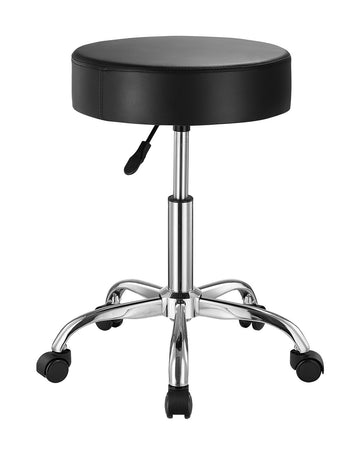Rolling Stool With Wheels, 450 lb, Adjustable PU Leather