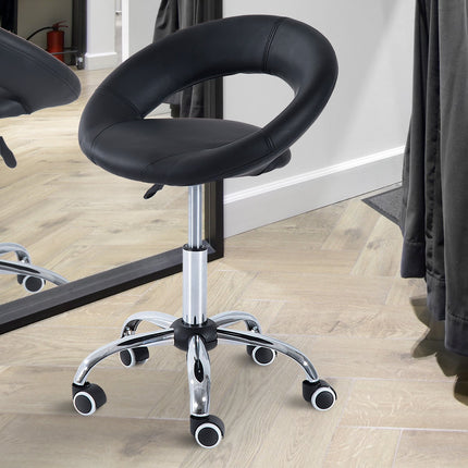 Height adjustable swivel stool - black PU & metal
