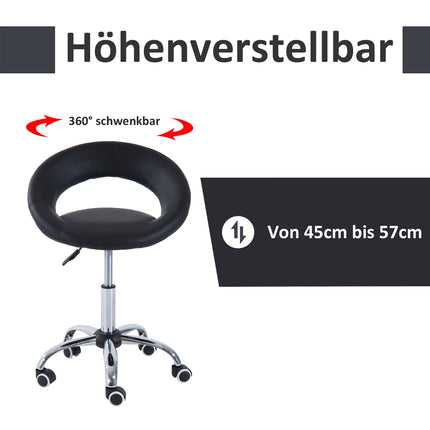 Height adjustable swivel stool - black PU & metal