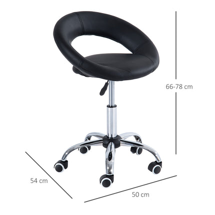 Height adjustable swivel stool - black PU & metal