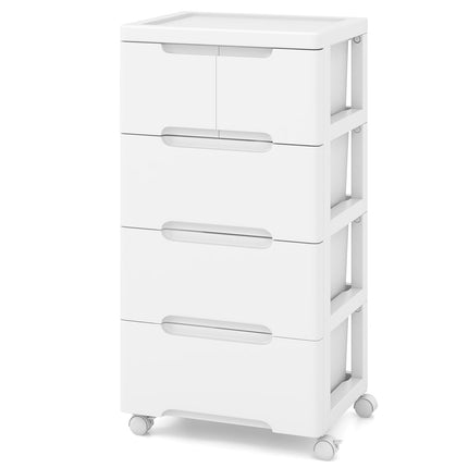 Rolling Storage Cabinet with 5 Drawers, PP Material