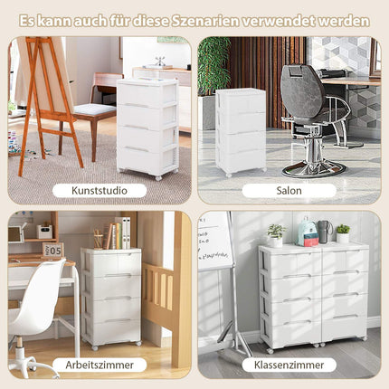 Rolling Storage Cabinet with 5 Drawers, PP Material