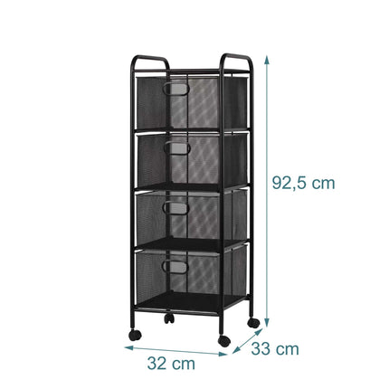 Rolling Storage Cart, 4-Drawer Organizer With Casters