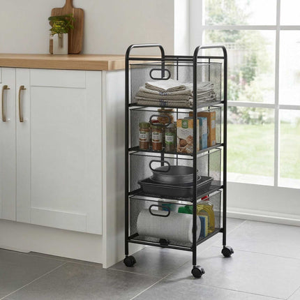Rolling Storage Cart, 4-Drawer Organizer With Casters