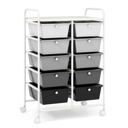 Rolling Storage Cart with 10 Drawers, Lockable Wheels