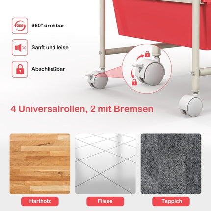 Rolling Storage Cart with 15 Drawers, Pink, 63x37x87 cm
