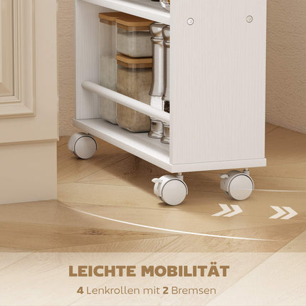 Rolling Storage Shelf, Narrow Design, 4 Tiers, 45x15x91 cm
