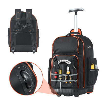Rolling Tool Backpack With Wheels, 72 Pockets, 110 lb