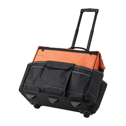 Rolling Tool Bag With Wheels, 27 Pockets, 110 Lb Capacity