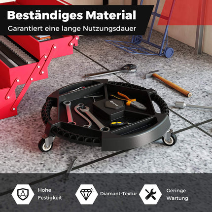 Rolling Tool Creeper with 3 Swivel Wheels, 4 Compartments