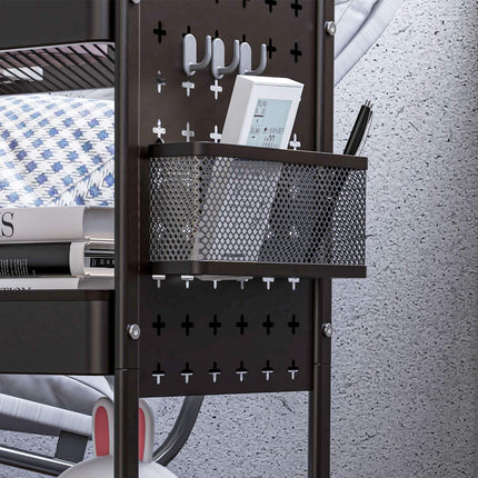 Black steel kitchen trolley, 3 floors, 2 baskets