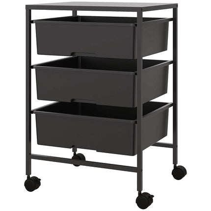 3-tier rolling kitchen storage cart, black