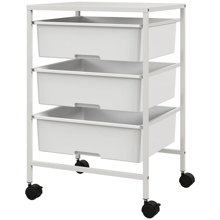 White 3-tier rolling storage trolley for kitchen & living room