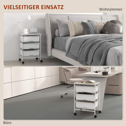 White 3-tier rolling storage trolley for kitchen & living room