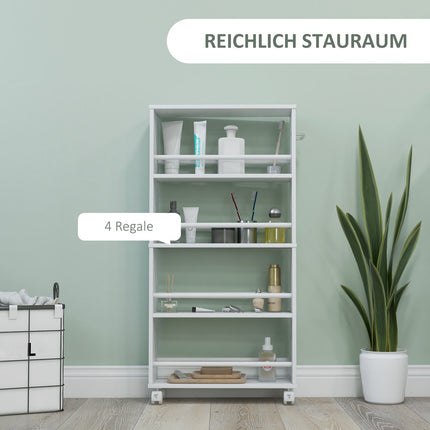 4 Tier Slim Rolling Cart White Kitchen Storage Organizer