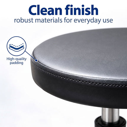 Rolling Workshop Stool with 2-Tier Tool Storage, 42–56 cm, Max 120 kg, Black