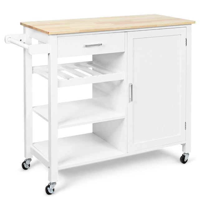 Rolling kitchen cart Mobile kitchen island with drawer 100 x 48 x 90 cm White