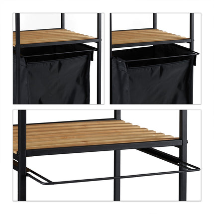 Rolling shelf for bathroom with laundry bag