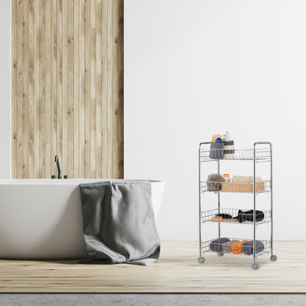 Rolling shelf in metal