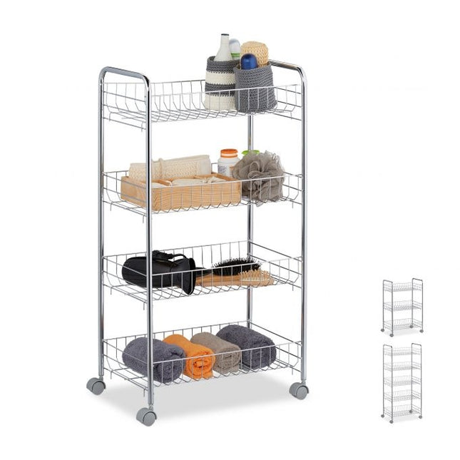 Rolling shelf in metal