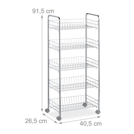 Rolling shelf in metal