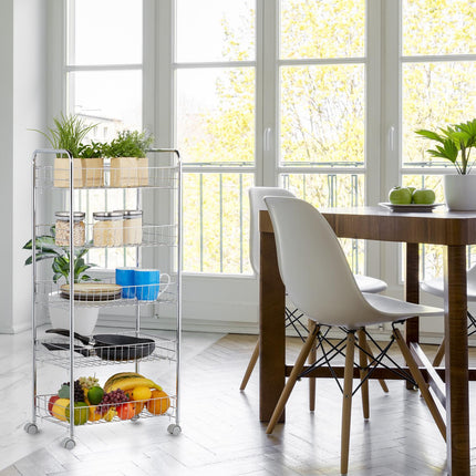 Rolling shelf in metal