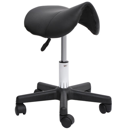 Height-adjustable swivel work stool, synthetic leather, black
