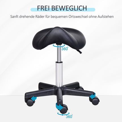 Height-adjustable swivel work stool, synthetic leather, black