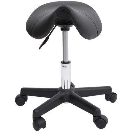 Height-adjustable swivel work stool, synthetic leather, black