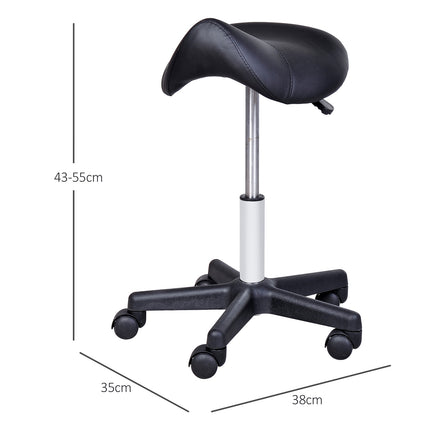 Height-adjustable swivel work stool, synthetic leather, black