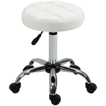 Adjustable white rotating stool in artificial leather - office and salon