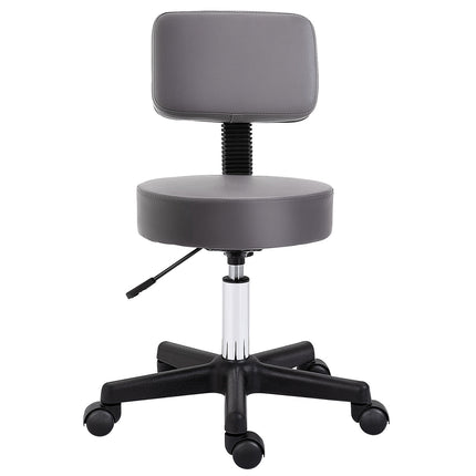 Height-adjustable rotating stool in gray artificial leather