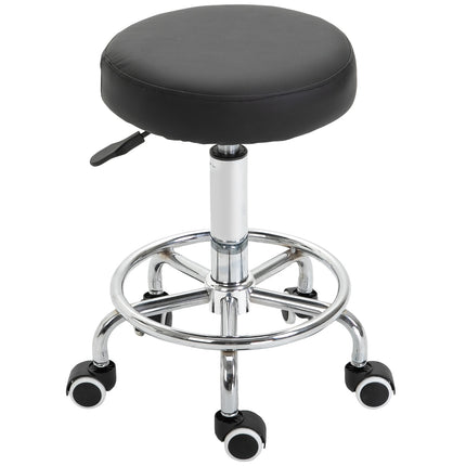 Height-adjustable swivel salon stool with wheels, black