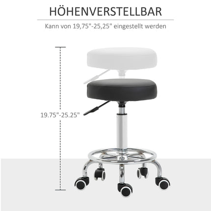 Height-adjustable swivel salon stool with wheels, black