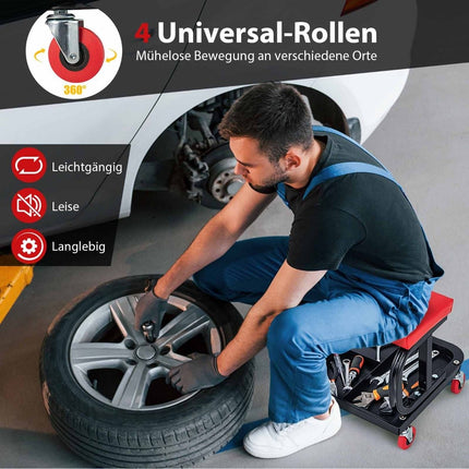 Rolling workshop stool with tool tray 150 kg load capacity