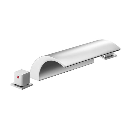 Roman Tub Faucet, 3-Hole Deck Mount Waterfall, Dual Handles