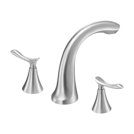 Roman Tub Faucet, 3-Hole Waterfall, 2-Handle, Brushed Stainless Steel