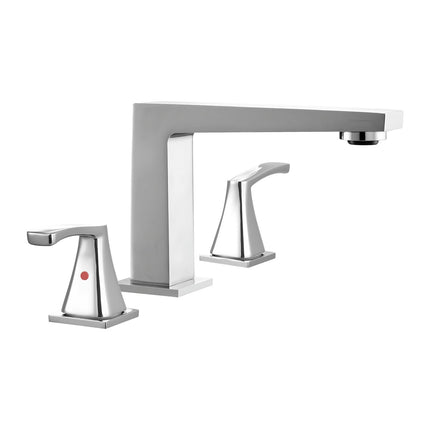 Roman Tub Faucet, 3-Hole Waterfall, 2-Handle, Silver