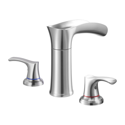 Roman Tub Faucet, 3-Hole Waterfall, Dual Handle, Silver