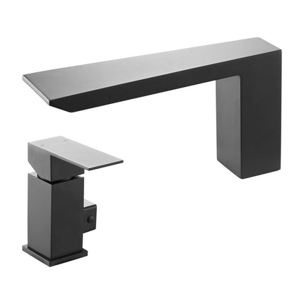 Roman Tub Faucet, 3-Hole Waterfall, Hand Shower, Matte Black